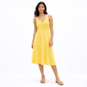 GAP Havana Butter Yellow Linen Blend Scoop Back Midi Dress - XS Love Story